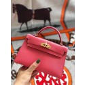 Replica Hermes original mini Kelly chevre mysore K19CM Watermelon red&Gold Metal JH01264qE46