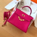 Replica Hermes original Togo leather kelly bag KL320 rose JH01390ap60