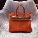 Replica Hermes Real ostrich leather birkin bag BK35 orange JH01441dI37