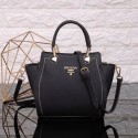 Replica Prada Calfskin Leather Tote Bag 8016 black JH05699EX20