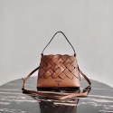 Replica Prada Leather Prada Tress Handbag 1BA290 brown JH04905XB19