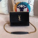 Replica SAINT LAURENT Monogram Sunset medium velvet cross-body bag 442906 black JH07907nn76