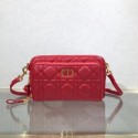 Replica Top DIOR CARO DOUBLE POUCH Supple Cannage Calfskin S5037U red JH06776Lo91