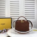 Replica Top FENDI PEEKABOO ICONIC MINI leather bag 8BN244 brown JH08546Lo91