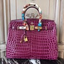 Replica Top Hermes Birkin Tote Bag Croco Leather BK35 purple JH01460kC46