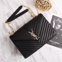 Replica Top Saint Laurent Classic Monogramme Calf Leather Flap Bag 26588 black JH08169Rc30