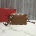 Replica VALENTINO Rockstud leather camera cross-body bag 2855 brown JH09715an47