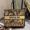 Replica YELLOW AND BLACK DIOR BOOK TOTE DIOR ANIMALS EMBROIDERED CANVAS BAG M16E JH07060ap60