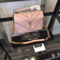 Replica YSL Classic Calfskin Leather Flap Bag 2802 pink JH08251Qz32