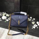 Replica YSL Flap Bag Calfskin Leather 392737 blue Gold buckle JH08306Ha32