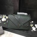 Replica YSL Flap Bag Calfskin Leather 392738 green silver buckle JH08291dI37