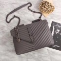 Replica Yves Saint Laurent Monogramme Calf leather Shoulder Bag 26612 grey Silver Chain JH08136vJ33