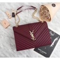 Saint Laurent Classic Monogramme Caviar Leather Flap Bag 26588 wine JH08162ck22