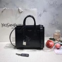 SAINT LAURENT Crocodile-Embossed Leather Organ Bag 392035 Black JH07879aO91