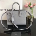 SAINT LAURENT Crocodile-Embossed Leather Organ Bag 392035 Gray JH07881iv85