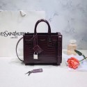 SAINT LAURENT Crocodile-Embossed Leather Organ Bag 392035 Wine JH07878Nr89