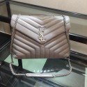 SAINT LAURENT Loulou Monogram medium quilted leather shoulder bag 74558 Light Gray JH07925jk50