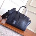 SAINT LAURENT Monogram Cabas crocodile-embossed leather tote 3807 black JH08113bM53