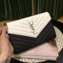 SAINT LAURENT Monogram quilted leather envelope clutch 26813 Black&white JH08088gz34