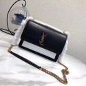 SAINT LAURENT Monogram Sunset medium leather cross-body bag 8001 Black&white JH08118fN93