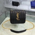 SAINT LAURENT VICKY Splicing Flip Cover Original Leather Bag 532612 Black JH08009sm27