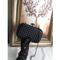 Top BOTTEGA VENETA Knot snakeskin-trimmed satin clutch 62548 black JH09310zq44