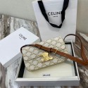 Top Celine TRIOMPHE SHOULDER BAG IN TRIOMPHE CANVAS AND CALFKSIN 194142 WHITE JH05792oA83