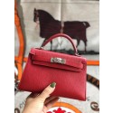 Top Hermes original mini Kelly chevre mysore K19CM red&silver Metal JH01280zq44