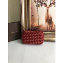 Top Imitation BOTTEGA VENETA Knot snakeskin-trimmed satin clutch 62548 Burgundy JH09308EE80