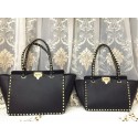 Top Imitation Valentino Garavani Rockstud Tote Bag V0812 Black JH09898EE80