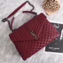 Top Yves Saint Laurent Monogramme Calf leather Shoulder Bag 26681 Deep red JH08130zq44