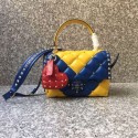 VALENTINO Candy Rockstud quilted leather shoulder bag 6019 yellow&blue JH09792ys25