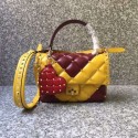 VALENTINO Candy Rockstud quilted leather shoulder bag 6019 yellow&red JH09793uB47