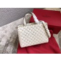 VALENTINO Candystud quilted leather tote 0061 white JH09868iR14