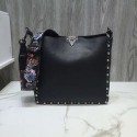 VALENTINO Rockstud grained leather messenger 50031 black JH09720QV85