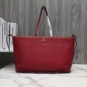 VALENTINO Rockstud grained leather shopper 93316 red JH09852jo45