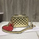 VALENTINO Rockstud leather camera cross-body bag 57367 gold JH09756tp88