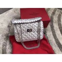 VALENTINO Rockstud medium leather shoulder bag 0123 silver JH09842jW13