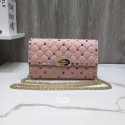 VALENTINO Rockstud quilted leather cross-body bag 72610 pink JH09728KY38