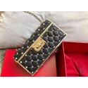 VALENTINO Rockstud quilted leather cross-body bag A0702 black JH09813Lg61