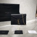 YSL CASSANDRA MONOGRAM CLASP BAG IN GRAIN DE POUDRE EMBOSSED LEATHER Y582334 Black JH07818hk64