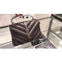 YSL Classic Calfskin Leather Flap Bag 2802 gray JH08243bz90