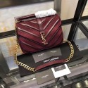 YSL Classic Calfskin Leather Flap Bag 2802 Wine JH08245Aa30