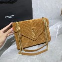 YSL ENVELOPPE MEDIUM BAG IN MIX MATELASSE GRAIN DE POUDRE EMBOSSED IN SUEDE Y487206 brown JH07737eR54