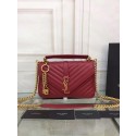 YSL Flap Bag Calfskin Leather 2508 red Gold buckle JH08322iO55