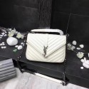 YSL Flap Bag Calfskin Leather 392737 white silver buckle JH08308Zz83