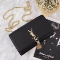 YSL medium kate satchel original grained leather 311227 black Gold chain JH08171kH95