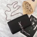 YSL medium kate satchel original grained leather 311227 black silver chain JH08170Bh43