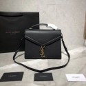 Yves Saint Laurent CASSANDRA TOP HANDLE MEDIUM BAG IN GRAIN DE POUDRE EMBOSSED LEATHER Y578000 Black JH07820ki86