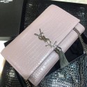 Yves saint Laurent crocodile leather Shoulder Bag 1456 pink JH08193DW49